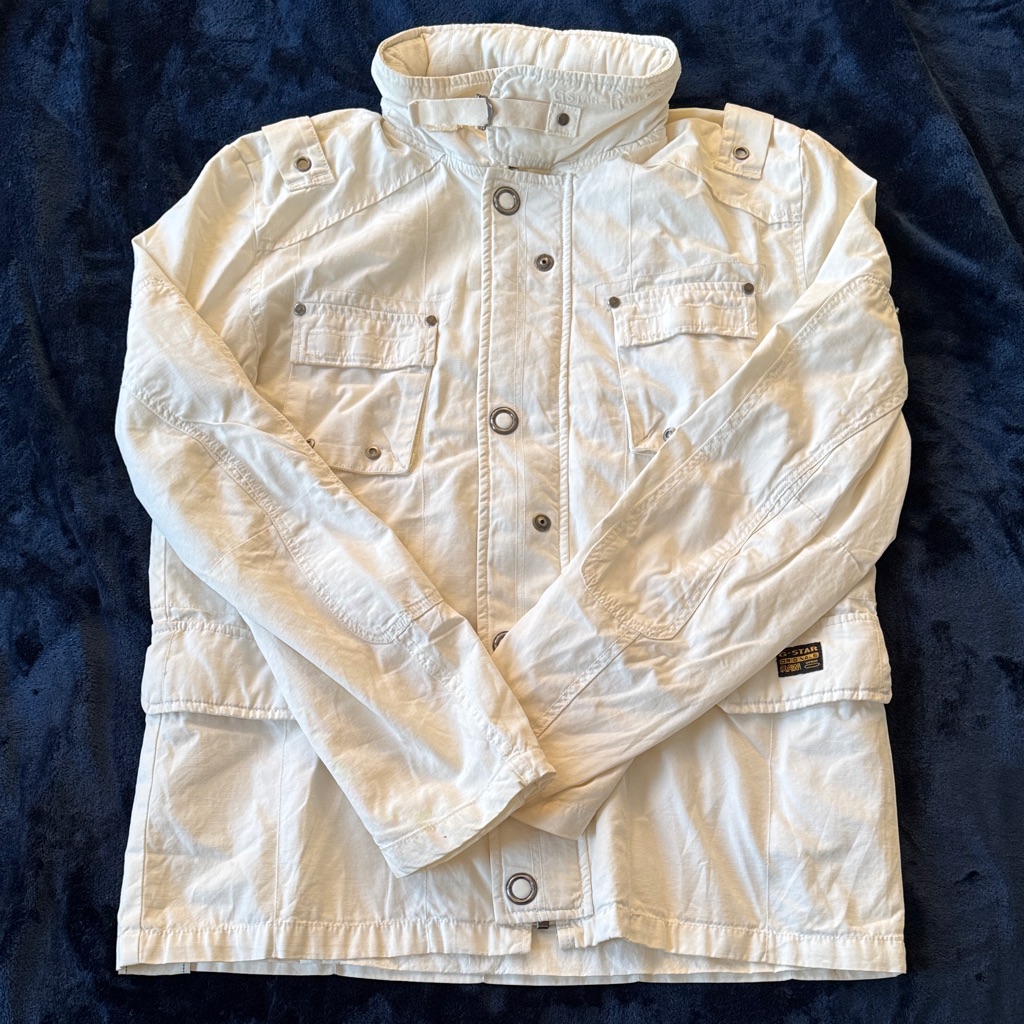 G-Star Men's Cream Military Jacket With Hood